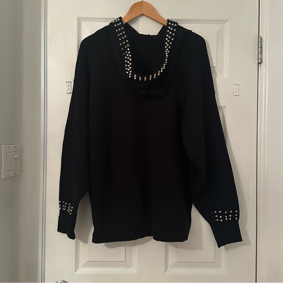 NWT Zara Studded Spike Black Hoodie - Picture 4 of 6